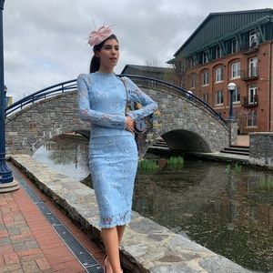 Posh Midi pastel blue dress PLT